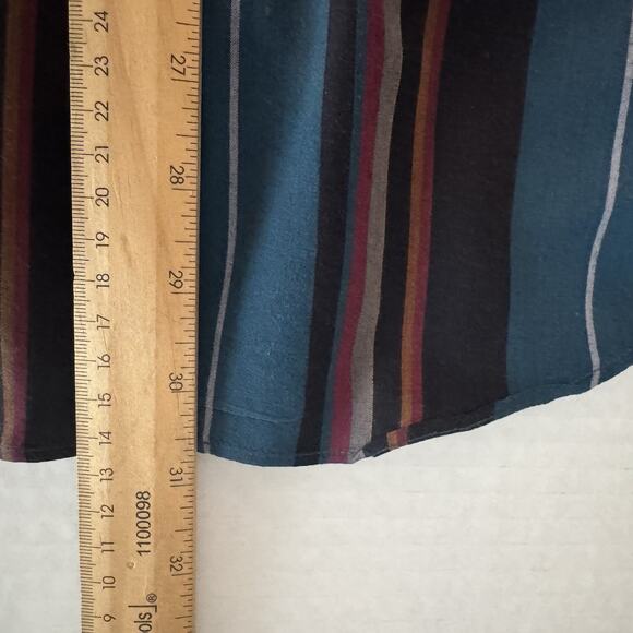 Savile Row Traditions Men’s L Button Front Shirt Blue Multicolor Vertical Stripe - Picture 8 of 9